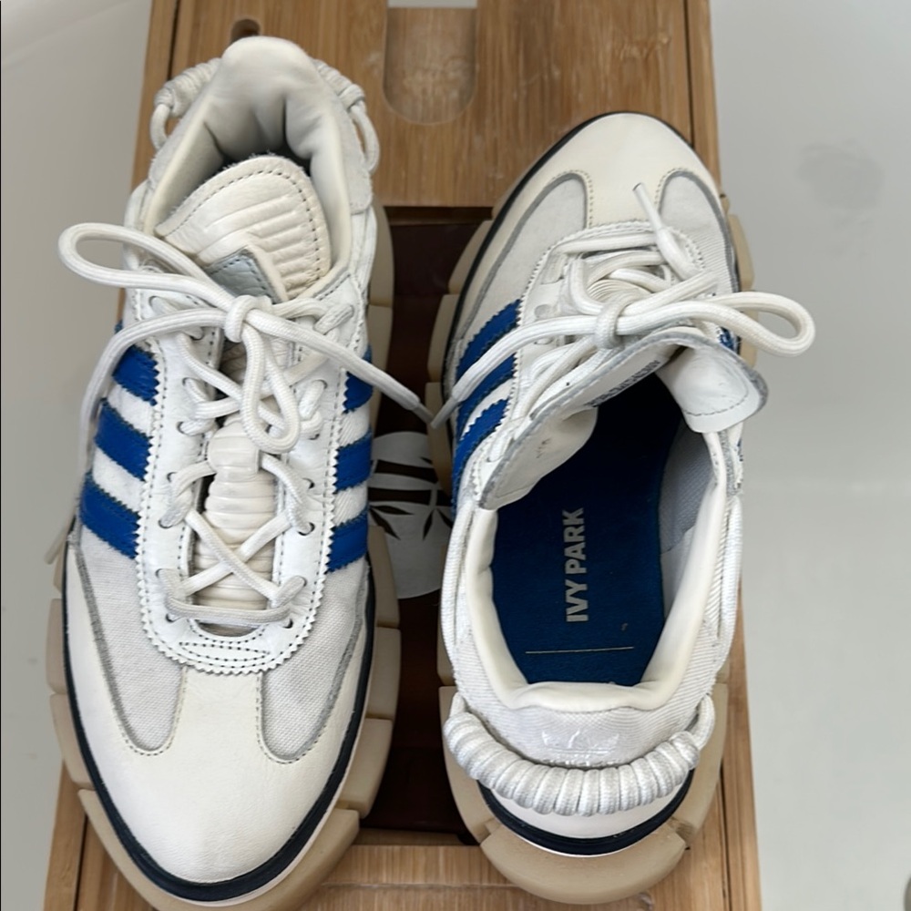 Ivy Park Adidas White and Blue stacked Athletic Shoes